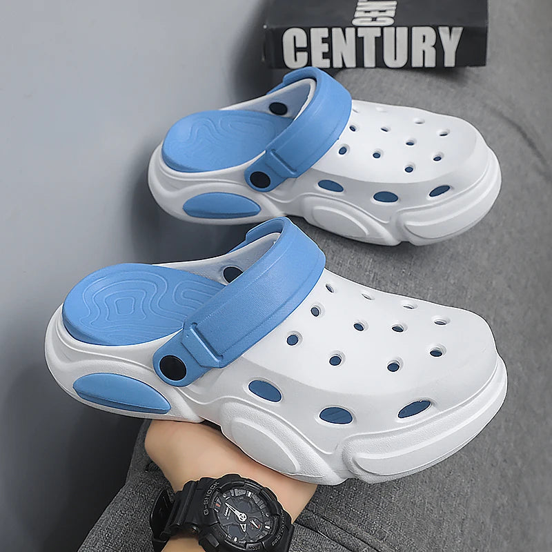 Men's Casual Sandals 2026 Summer Thick-Soled Non-Slip Breathable Closed Toe Beach Slippers Lightweight Comfort Shoes