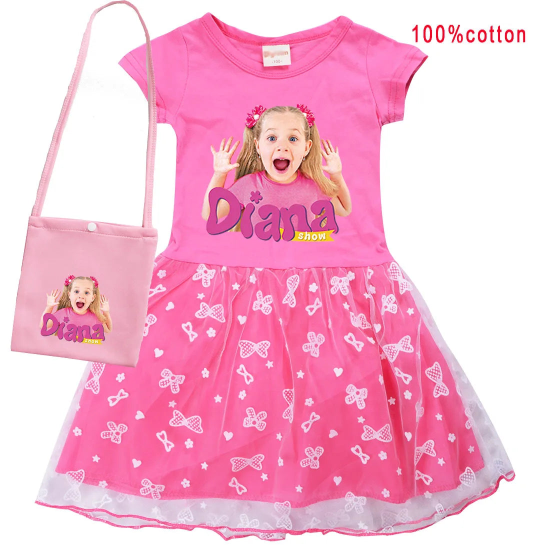 Diana and Roma Dress for Girls Princess Princess Costumes Children Birthday Halloween Party Vestidos Kids Short Sleeve Dresses