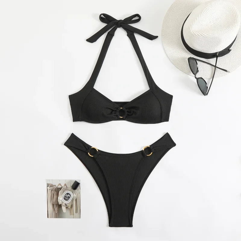 Sexy Women's Swimsuit 2026 Summer Bikini Two-piece Swimwear for Woman Beachwear Halter Bikinis Sets Swimming Beach Bathing Suits