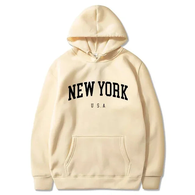 Women New York U.S.A City Hoodies Fashion Letter Printed Graphic Sweatshirts Loose CasuaMen l Harajuku Hooded Pullover Sportwear