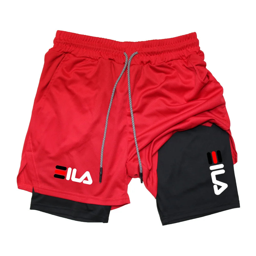 2025Men Running Shorts 2 In 1 Double-deck Sport Shorts Sportswear Gym Fitness Short Pants Training Jogging Bottom Men's Clothing