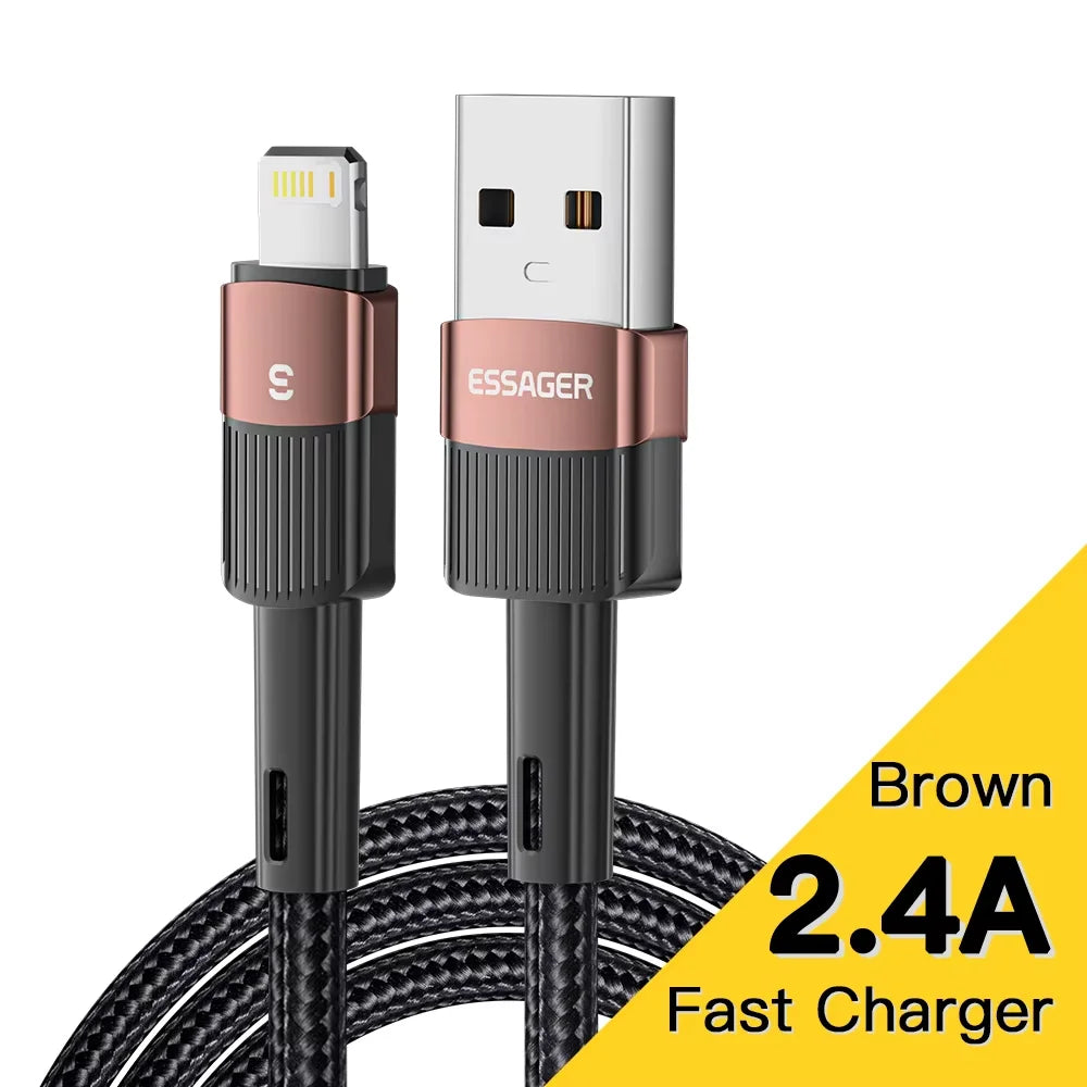 Essager USB Cable For Iphone14 13 12 11 Pro Max Xs Xr X SE 8 7 6 Plus Fast Charging Mobile Phone Data Line For Ipad Charger Wire