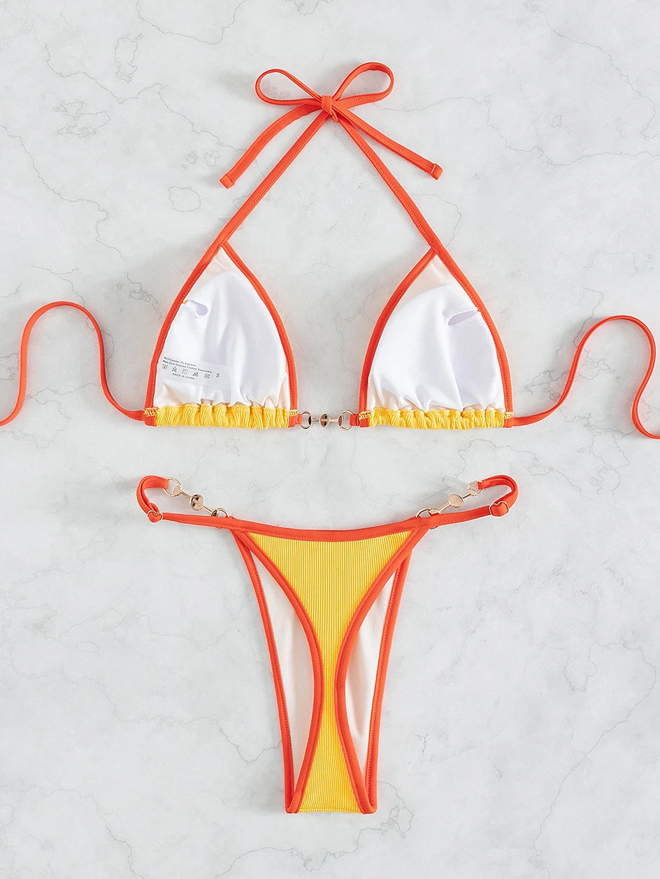 Sexy Micro Bikini Swimsuit 2023 Woman Chain Swimwear Thong Bikinis Sets Brazilian Women Bathing Suit Beach Wear Bather Biquini