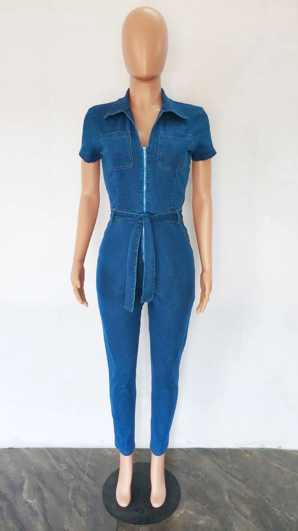 High Street Demin Jumpsuit Sexy Women Turn Down Collar Elegant Jeans Casual Party Overalls Romper