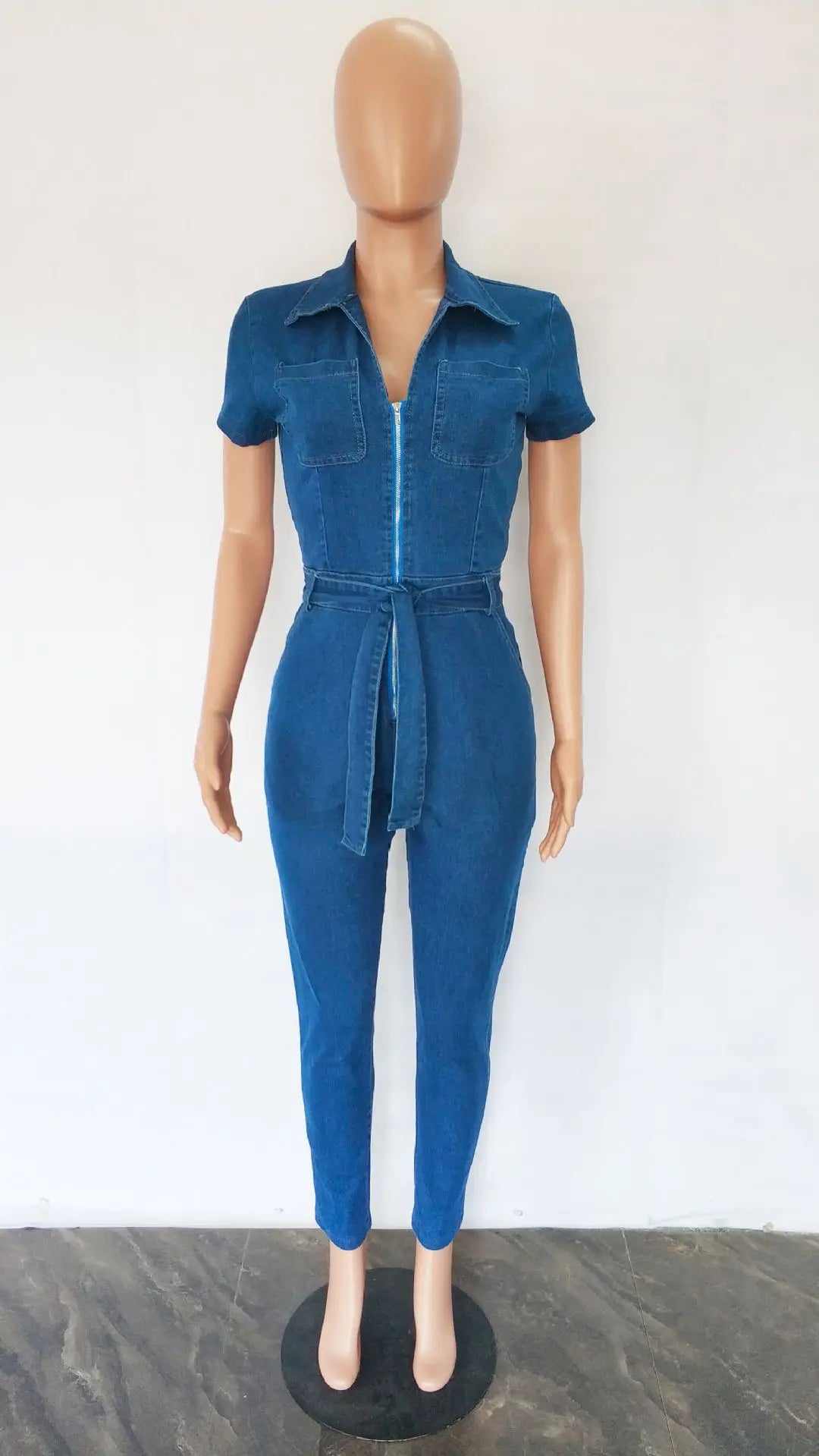 High Street Demin Jumpsuit Sexy Women Turn Down Collar Elegant Jeans Casual Party Overalls Romper
