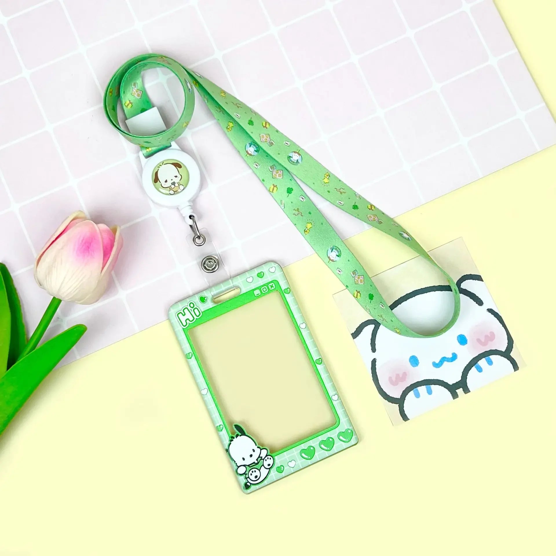 Sanrios ID Card Holder Lanyard Porta Credencial Pochacco Kuromi credit Card Case Cover with Neck Strap for Work Kawaii Accessory