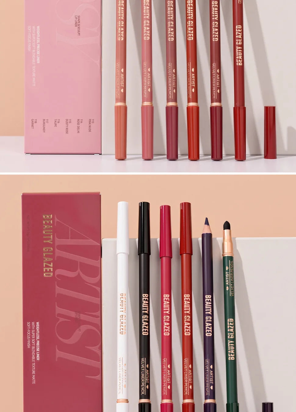 6pcs Matte Dual-Ended Lip Liner Pencils Set Long-Lasting Non-Drying Perfect for Lining Filling Lips Versatile for All Skin Typ