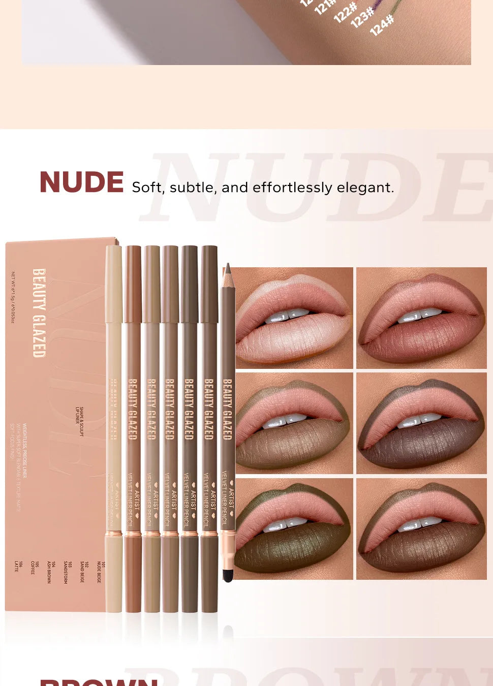 6pcs Matte Dual-Ended Lip Liner Pencils Set Long-Lasting Non-Drying Perfect for Lining Filling Lips Versatile for All Skin Typ