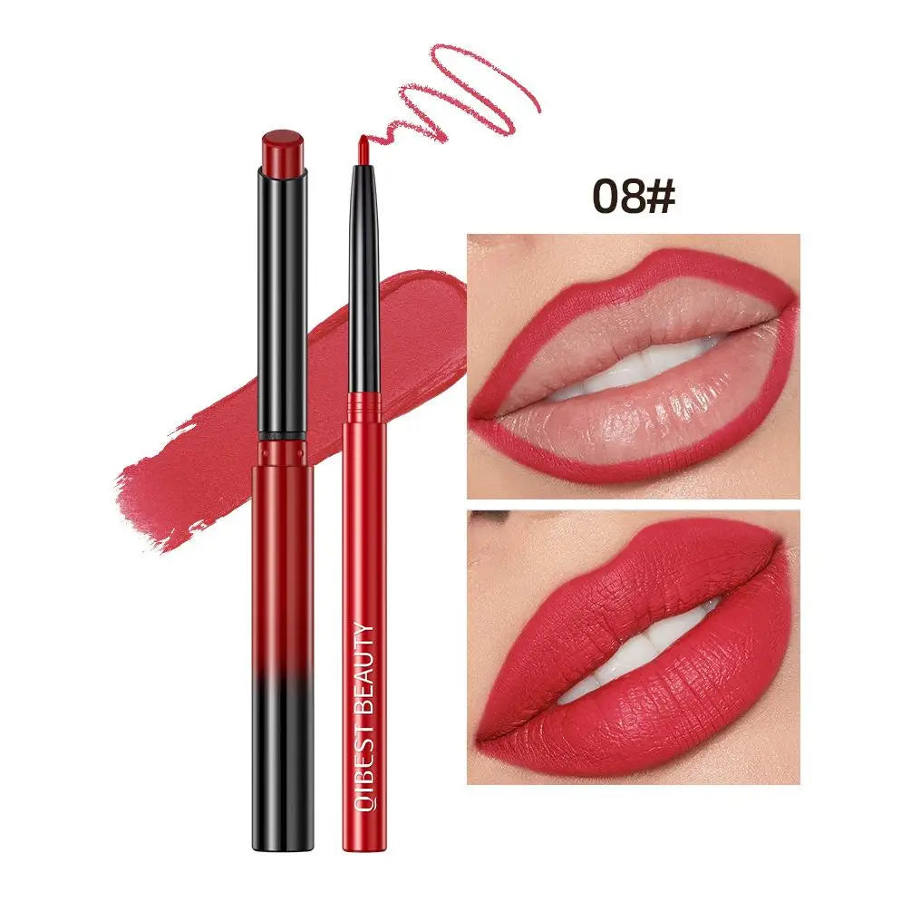 2pcs Lipstick Lipliner Pen Set Matte Velvet Lip Liner Pencil Contour Makeup Sexy Red Lip Stick Long Lasting Cosmetics