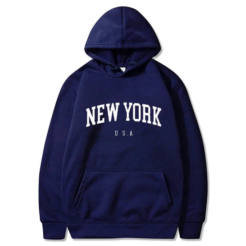 Women New York U.S.A City Hoodies Fashion Letter Printed Graphic Sweatshirts Loose CasuaMen l Harajuku Hooded Pullover Sportwear