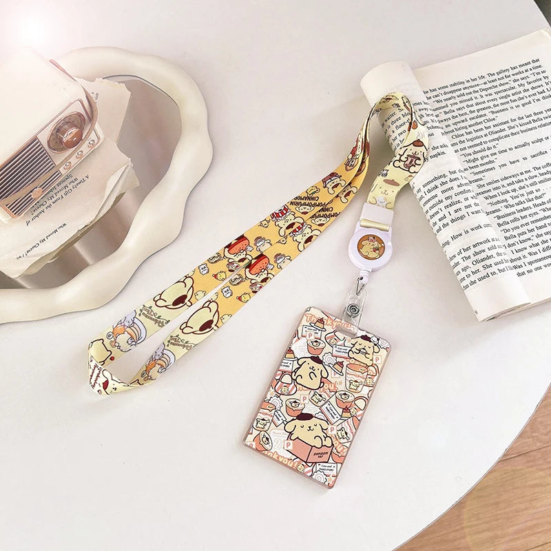 Sanrios ID Card Holder Lanyard Porta Credencial Pochacco Kuromi credit Card Case Cover with Neck Strap for Work Kawaii Accessory
