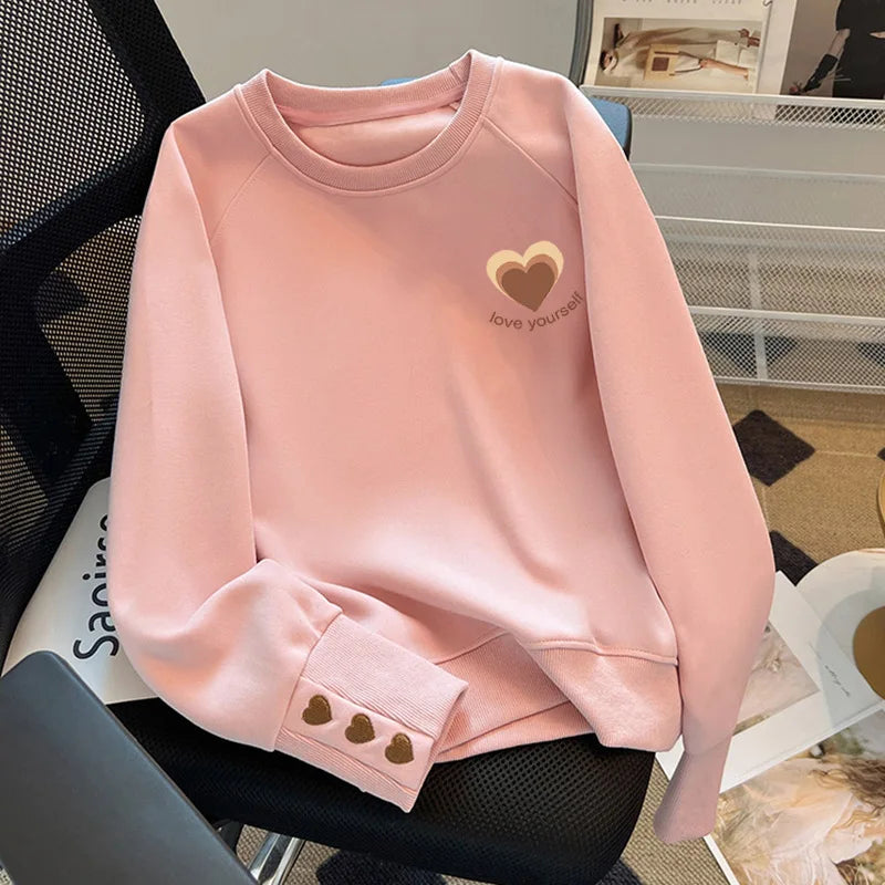 Women's Sweatshirt 2025 New Autumn Winter Loose Casual Pullover Bottoming Shirt Top