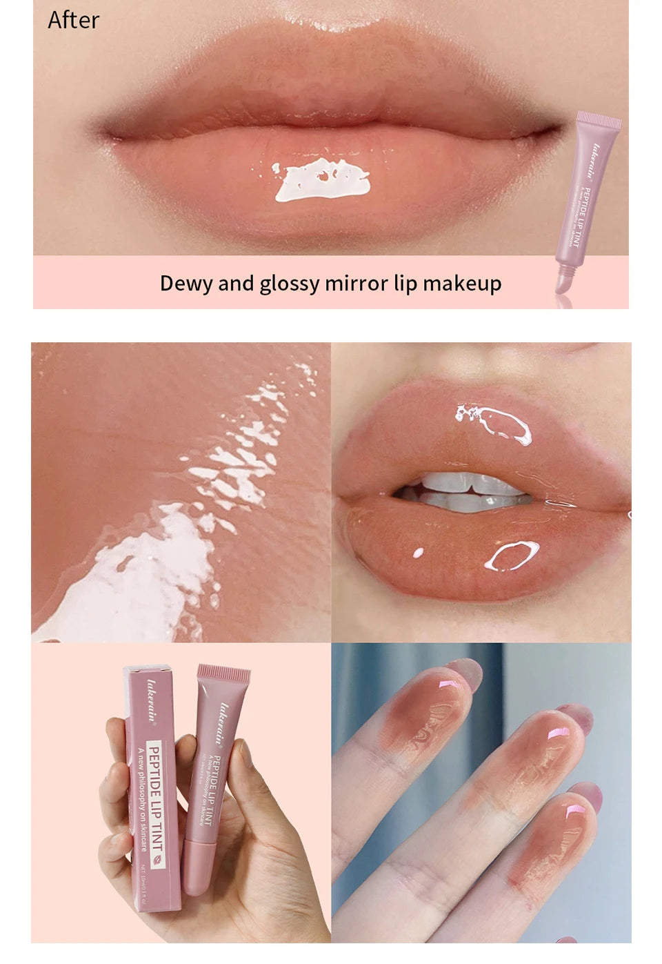 10ml Mirror Lip Glaze Moisturizes Jelly Lip Enrichment Oil Lasting Water Light Glass Lip Oil Remove Line Lip Protection Serum