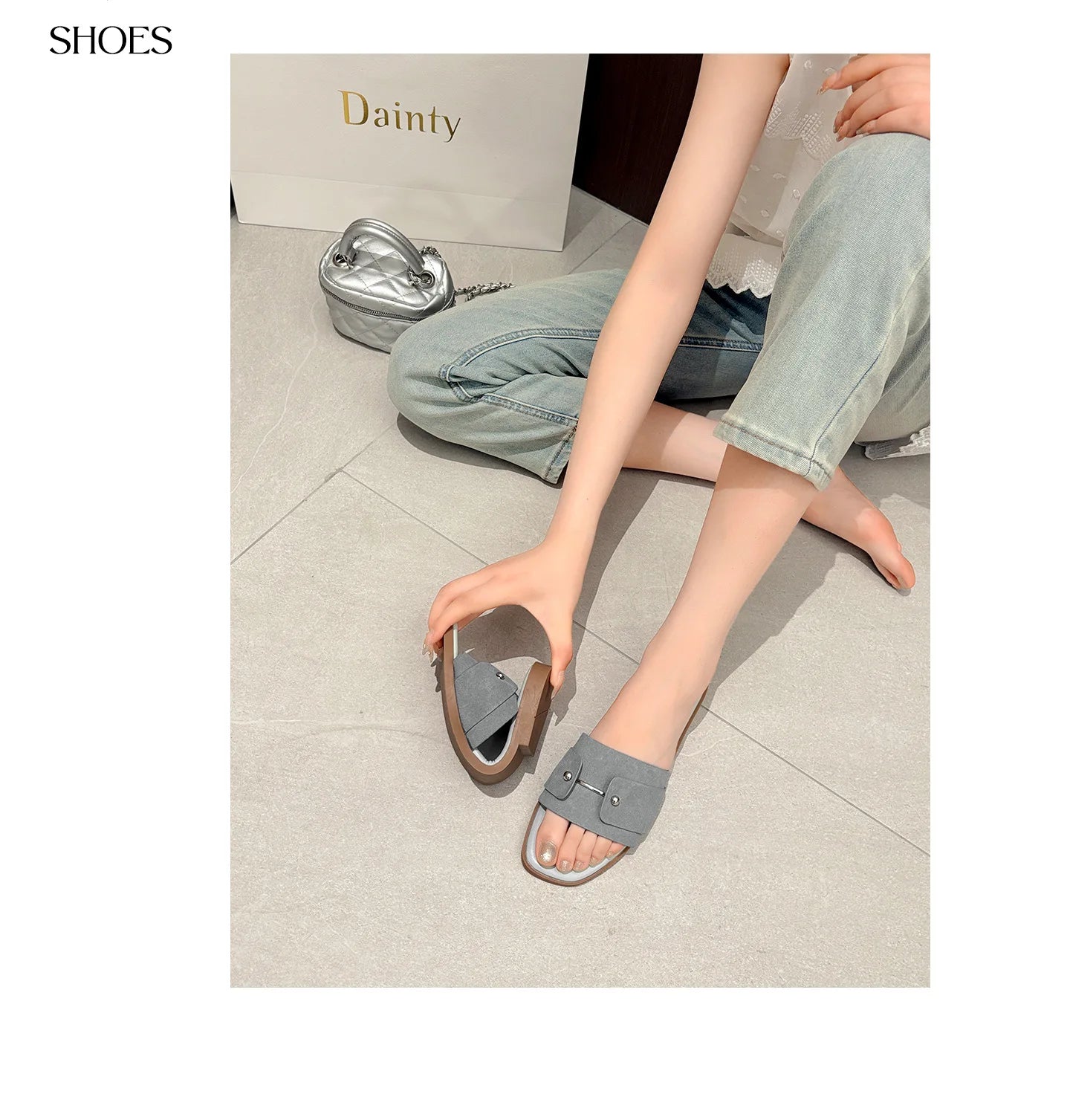 Womens slippers summer elegant versatile casual breathable anti-slip suitable outdoor travel beach activities flat shoes sandals