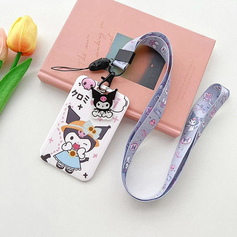 Sanrios ID Card Holder Lanyard Porta Credencial Pochacco Kuromi credit Card Case Cover with Neck Strap for Work Kawaii Accessory