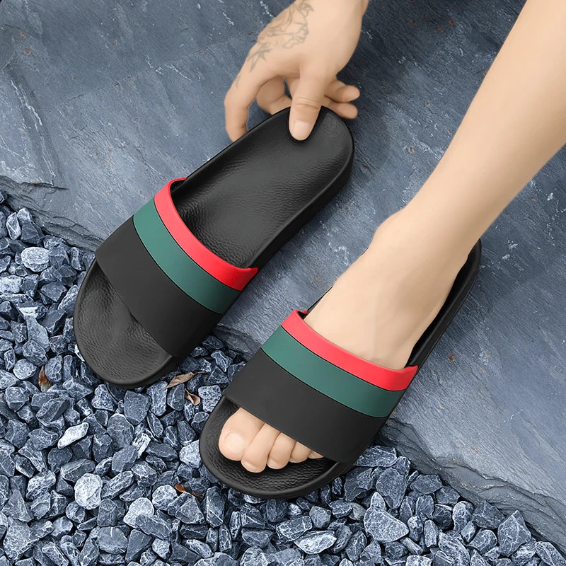 YRZL Men Slippers Summer Soft Sandals Breathable Lightweight Slides for Men Non-Slip Comfortable Shoes Outdoor Casual Footwear