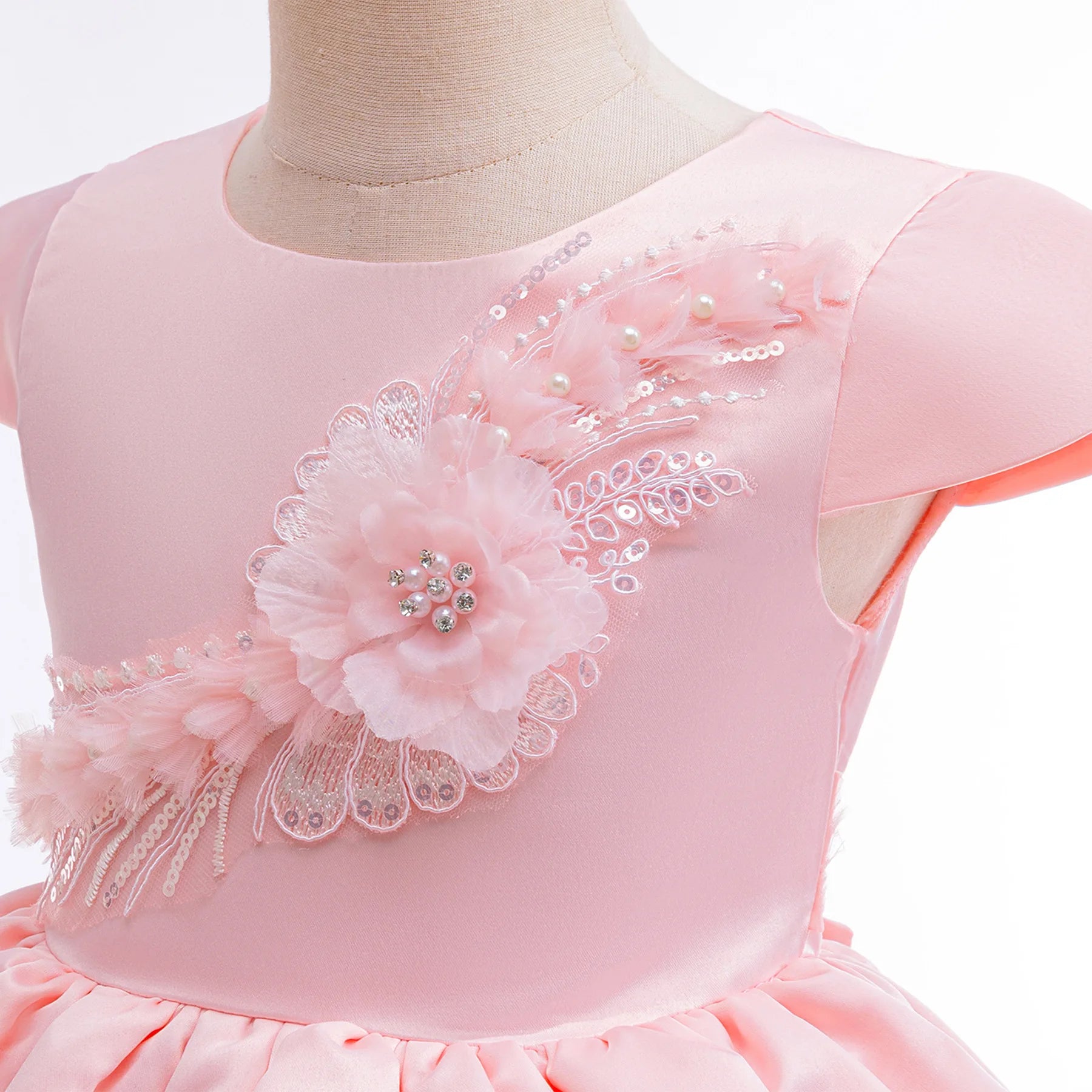 Children's Dress 3D Embroidered Evening Dress Flower Girl Princess Dress For Children Performance Wedding Birthday Gown