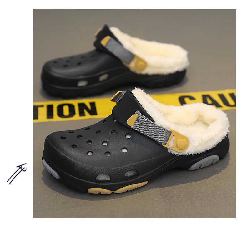 Men Slippers Slippers for Men Waterproof Soft and Comfortable Warm Add Velvet Couple Women Home Shoes Non-Slip Wear-resistant