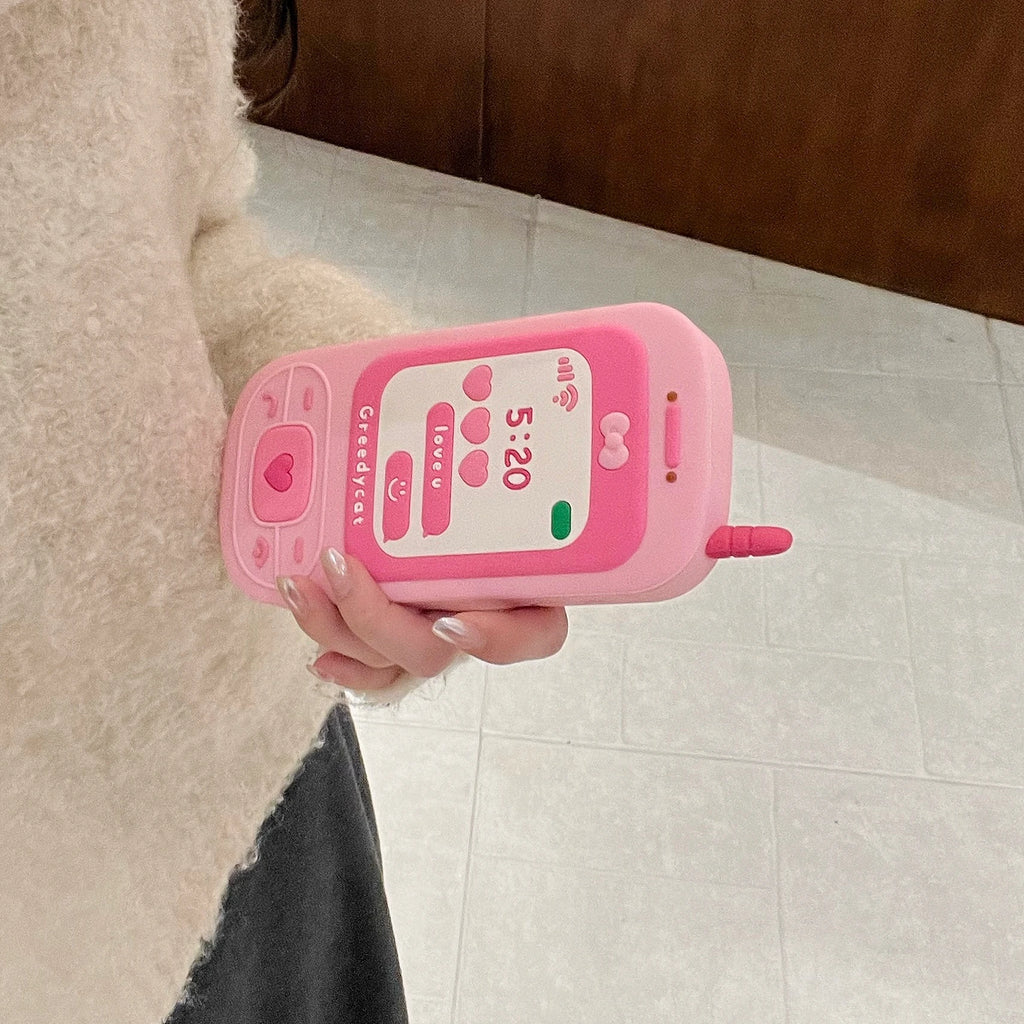 Couple's Fun Accessories Fashionable Pink Push-pull Telephone Design Phone Case For iPhone 13 14 15 16 Pro Max Anti Drop Case