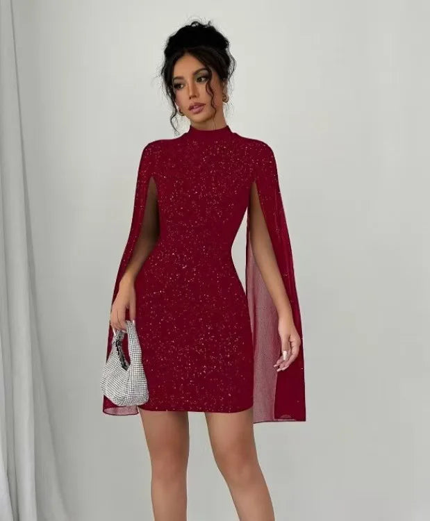 French Noblewoman Style Pearl Shawl Dress round Neck Tuxedo Slim Fit Evening Gown for Parties And Dates Elegant High-End Fashion