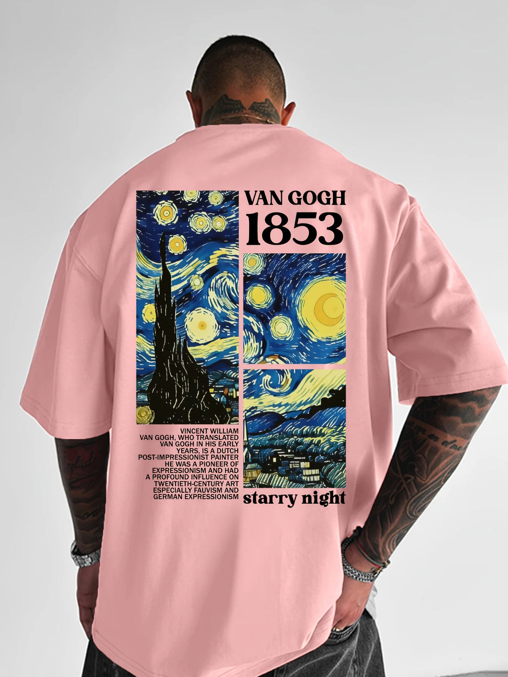 Van Gogh Starry Night Print on 100 Cotton Mens T Shirt Great for Summer Streetwear and Casual Art Inspired Outings