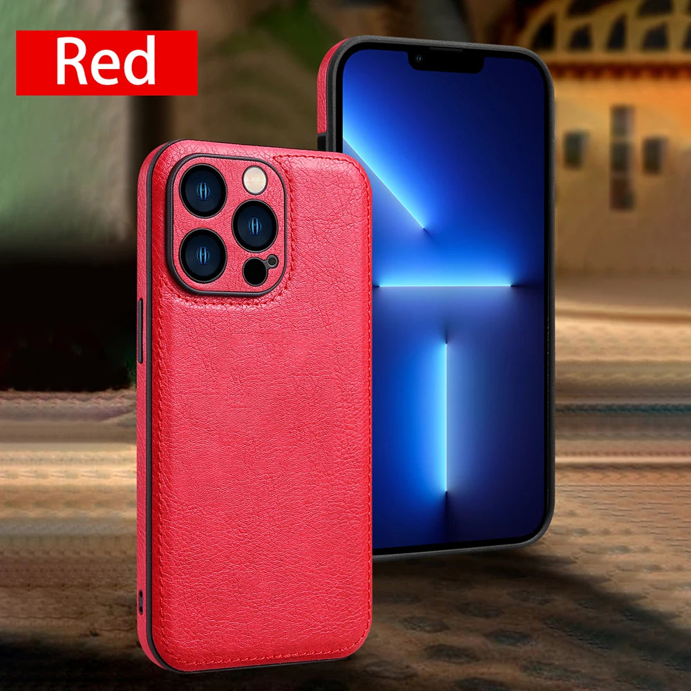 Soft Leather Case for iPhone 17 14 13 12 11 16 Pro Max XR 15 Plus Air Ultra Thin Lens Protection iphone16 16Pro Cover Coque