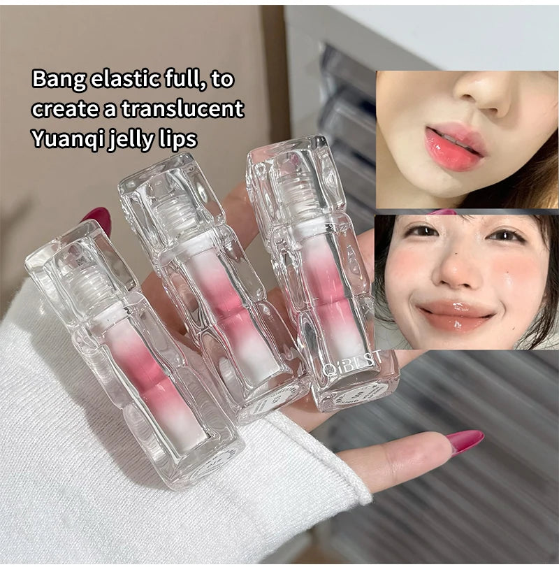 QIBEST Beauty Juice Lip Glaze Gummy Jelly Mirror Water Gloss Lip Glaze Female Affordable Lipstick Lipgloss Tint Korean Cosmetics
