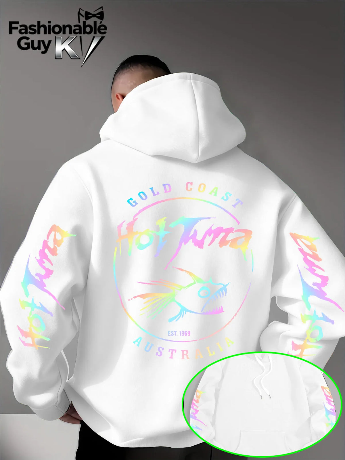 Men Hoodie Hot Tuna Gold Coast Australia 1969 Rainbow Print Casual Streetwear Oversized Sweatshirt Unisex Harajuku Pullover Tops