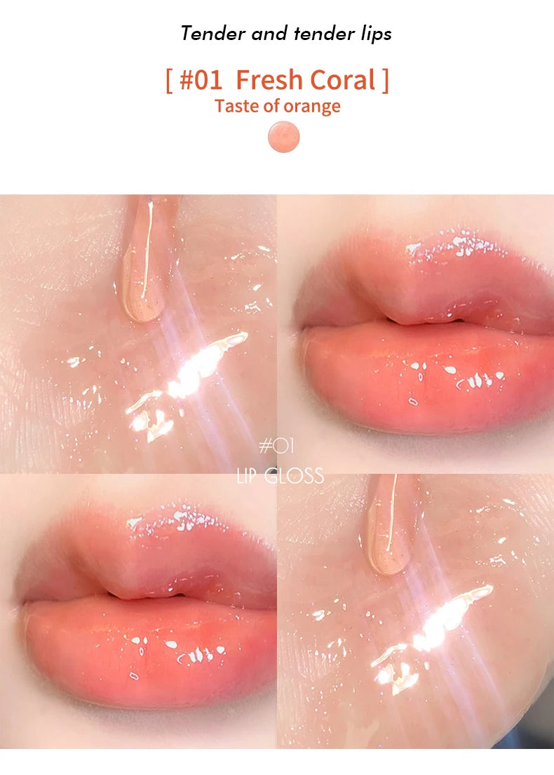 6 Color Mirror Lip Glaze Water Transparent Jelly Gloss Water Light Bright And Durable Natural Moisturizing