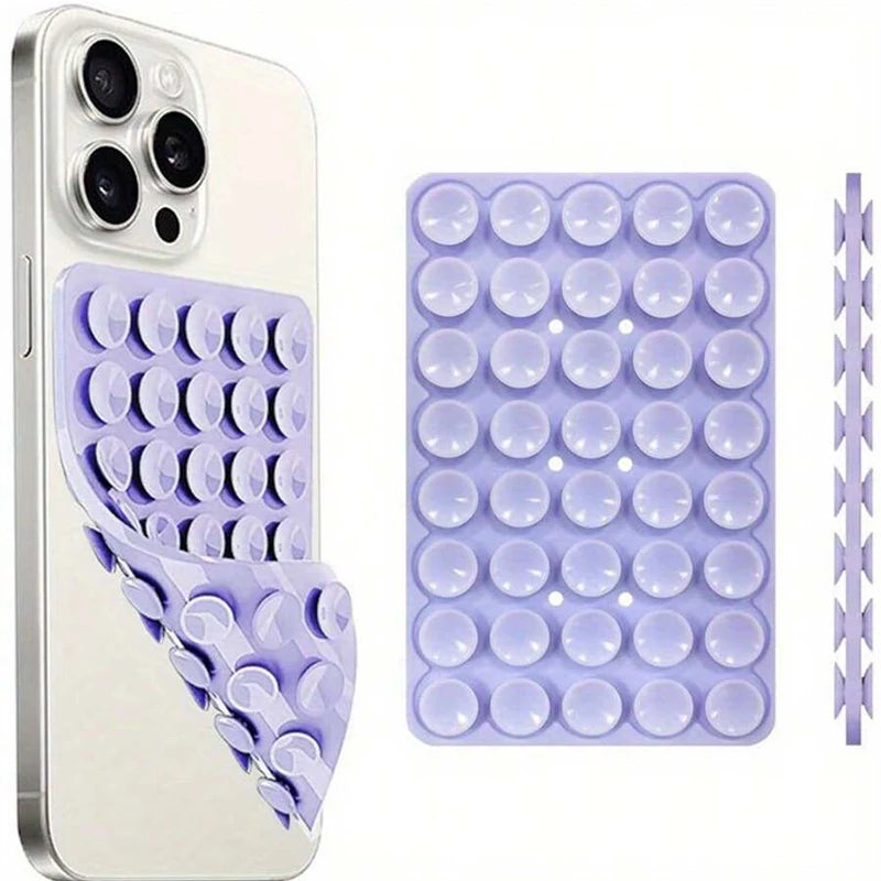 Silicone Suction Cup Phone Case Mount - Double-Sided Hands-Free Strong Holder for iPhone Android for Car Mirror Kitchen Bathroom