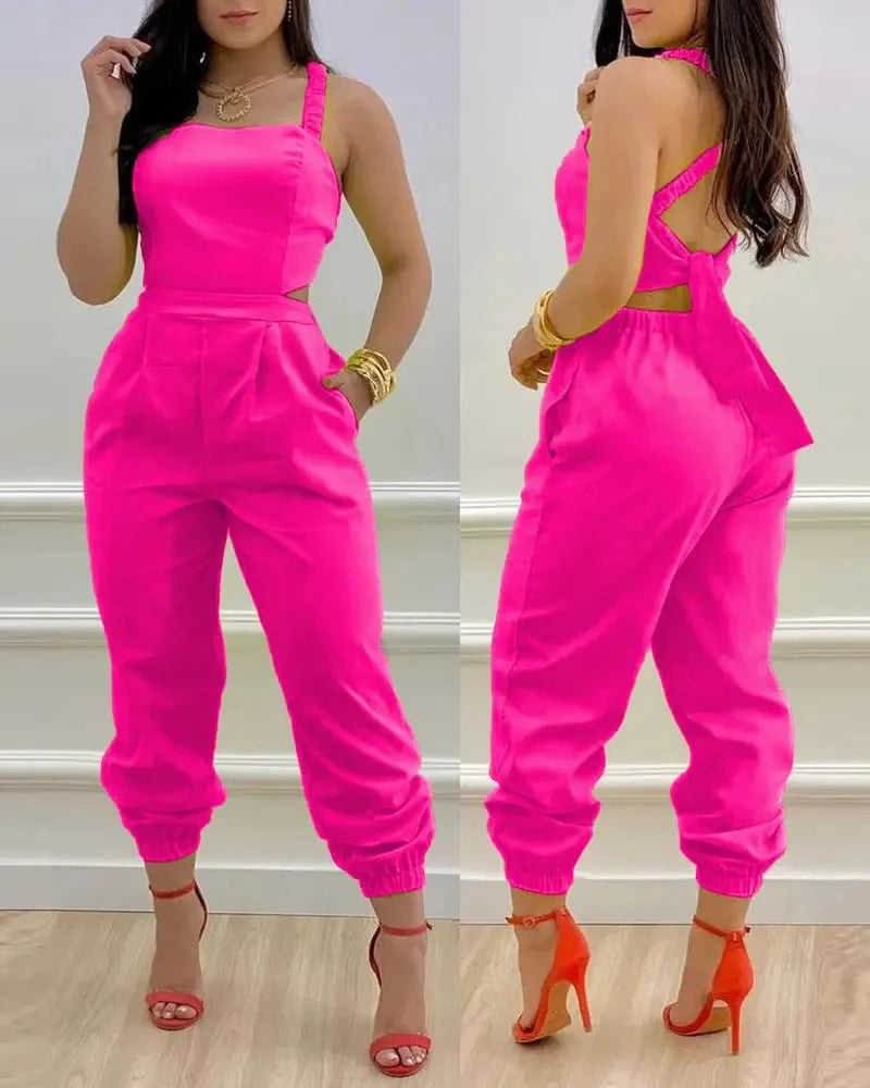 Women's Jumpsuit Elegant Sexy Suspender Printed Jumpsuits Casual Hip Waist Overalls Romper For Women Spring Summer 2023