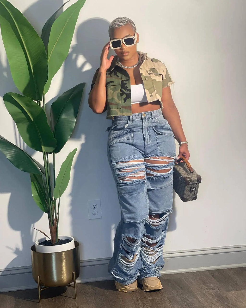 Women Jeans Denim Patchwork Straight Pants Holes Distressed Pockets Washing High Street Low Waist Zipper Fly Flat Winter