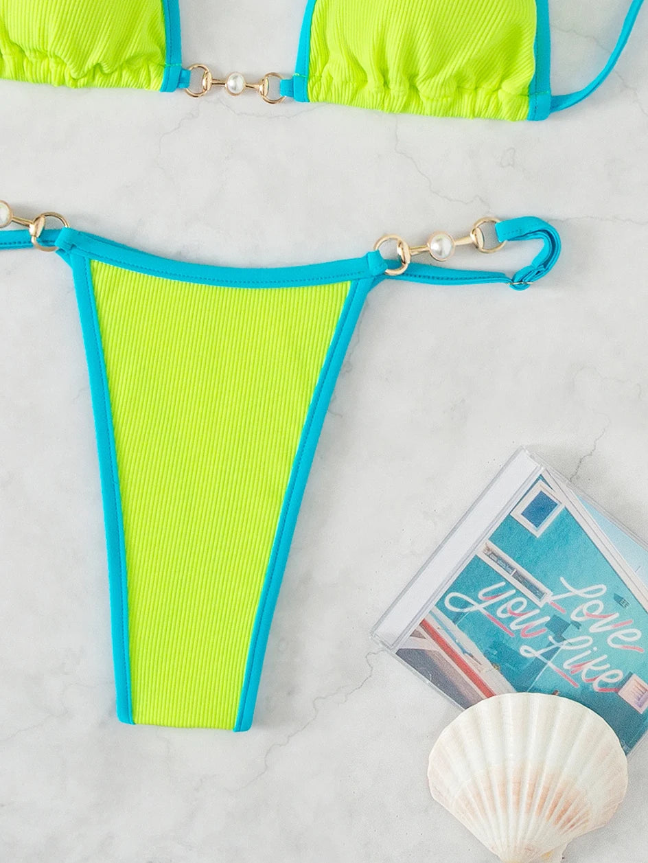 Sexy Micro Bikini Swimsuit 2023 Woman Chain Swimwear Thong Bikinis Sets Brazilian Women Bathing Suit Beach Wear Bather Biquini