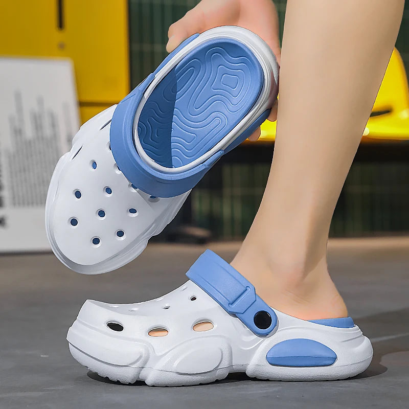 Men's Casual Sandals 2026 Summer Thick-Soled Non-Slip Breathable Closed Toe Beach Slippers Lightweight Comfort Shoes