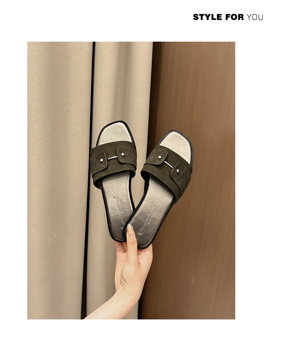 Womens slippers summer elegant versatile casual breathable anti-slip suitable outdoor travel beach activities flat shoes sandals