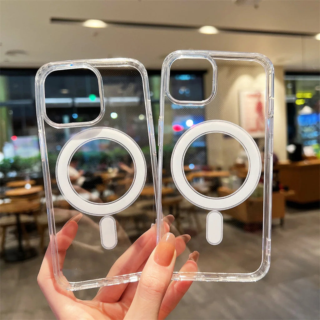 Transparent Magnetic Phone Case For iPhone 17 Pro Max 16 13 11 15 14 12 17 Air 17Promax Soft Silicone Shockproof Funda Cover