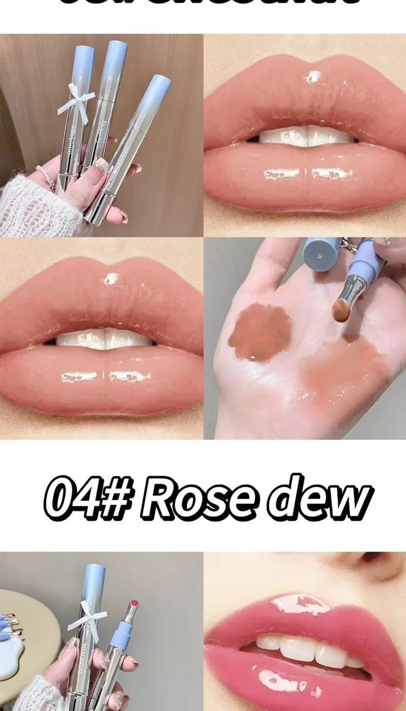 Mirror Watery Essence Lip Gloss Long-Lasting Non-Sticky Plumping Liquid Lipstick Jelly Lip Glaze Makeup Moisturizing Lips Tint
