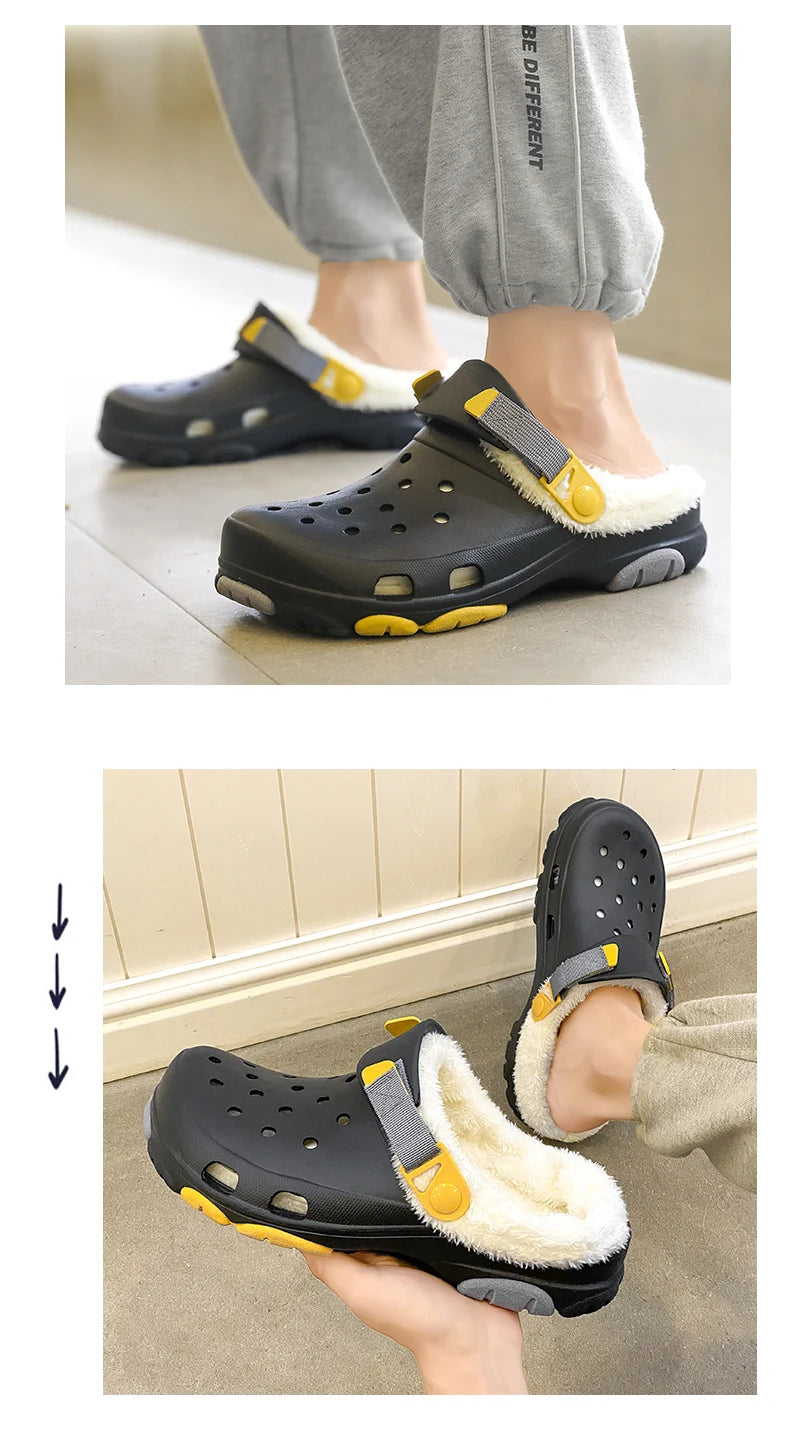 Men Slippers Slippers for Men Waterproof Soft and Comfortable Warm Add Velvet Couple Women Home Shoes Non-Slip Wear-resistant