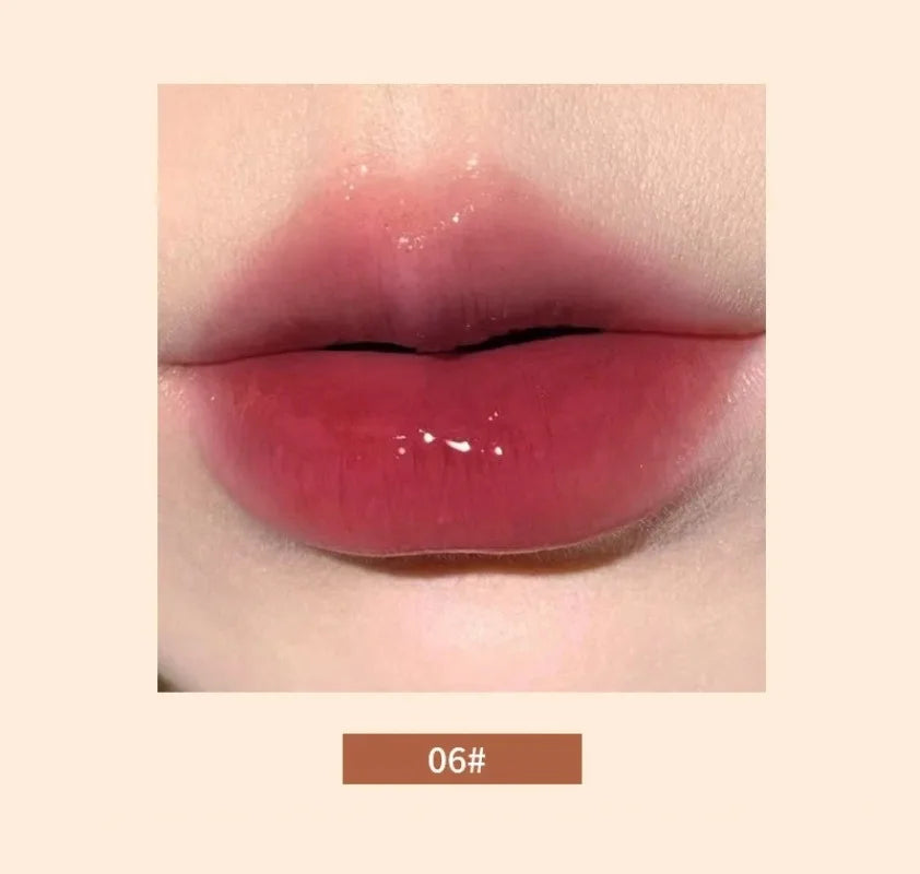 Mirror Glass Solid Lip Glaze moisturizing Heart Shape Water Light Lipstick Pen Jelly Lip Gloss Korean Tint Makeup Girl Cosmetics