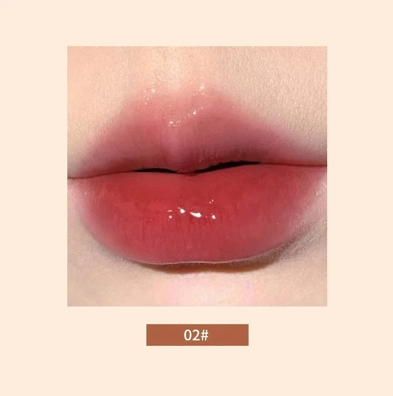 Mirror Glass Solid Lip Glaze moisturizing Heart Shape Water Light Lipstick Pen Jelly Lip Gloss Korean Tint Makeup Girl Cosmetics