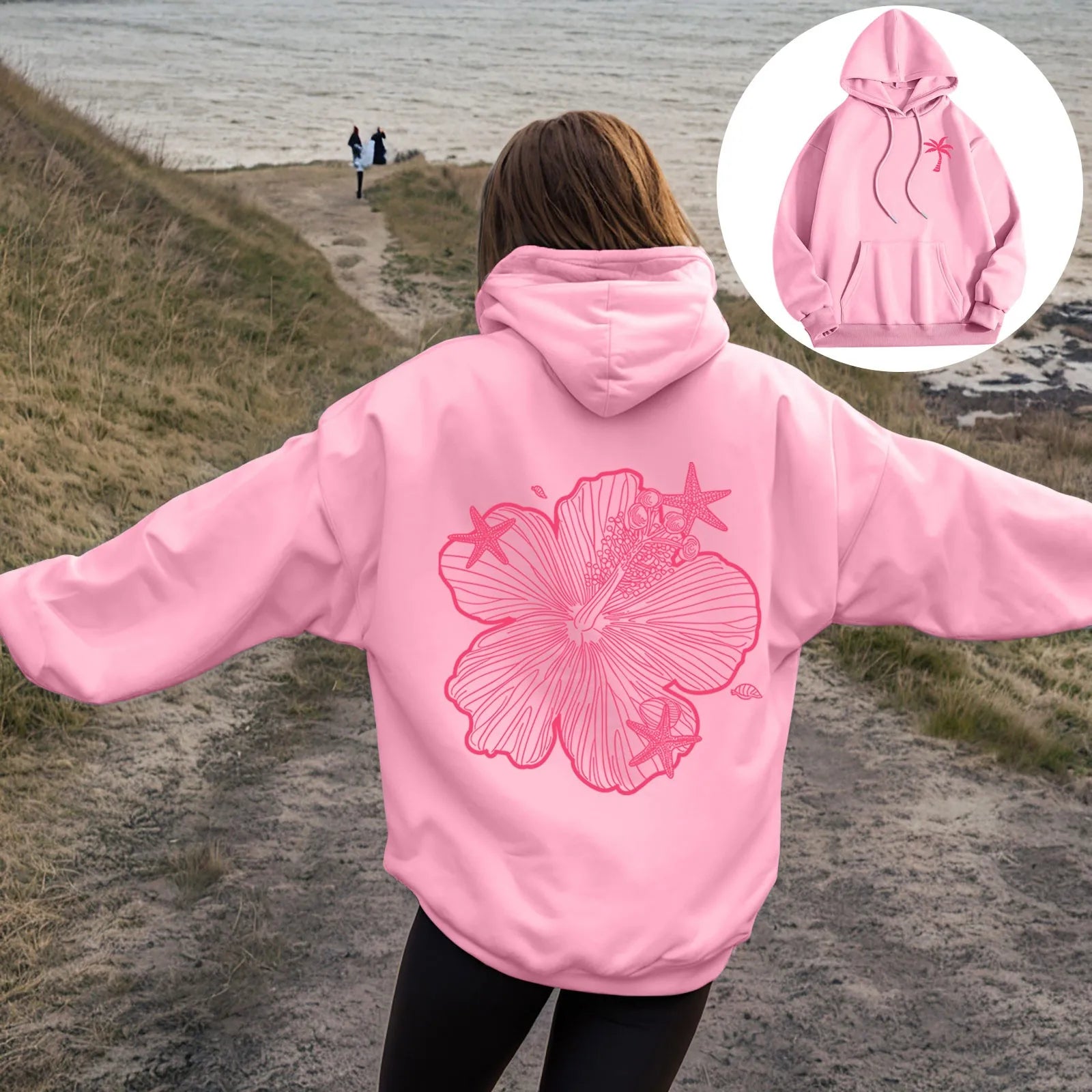 Hoodies for Women Women Hoodie Hooded Sweatshirt Casual Long Sleeve Pullover Loose Autumn Sweatshirt Long Sweatshirts Retro