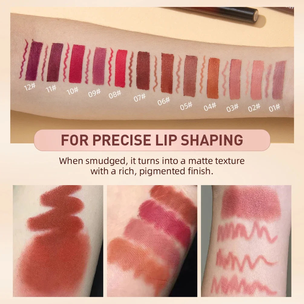 2pcs Lipstick Lipliner Pen Set Matte Velvet Lip Liner Pencil Contour Makeup Sexy Red Lip Stick Long Lasting Cosmetics