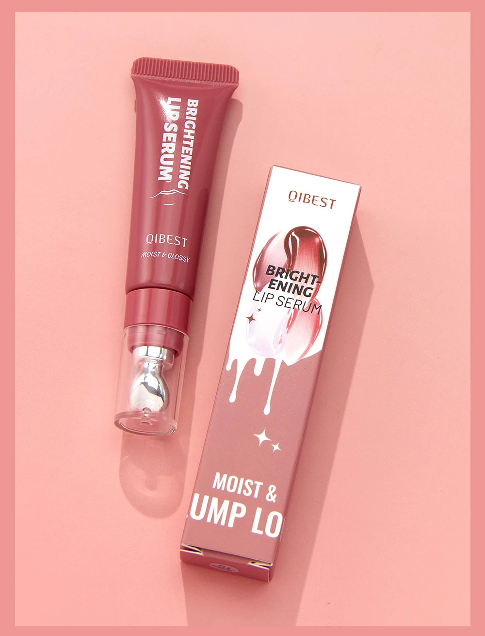 QIBEST Mirror Pearl Lipgloss Long Lasting Moisturizing Lipstick Shine Glitter Lip Glaze Non Stick Cup Jelly Pout Lip Tint Makeup