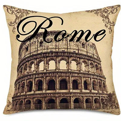 Home Decor Eiffel Pisa London Rome Travel Pillows Pattern Cushion Cover Suitable for Sofa Bedroom Car Pillow Cover