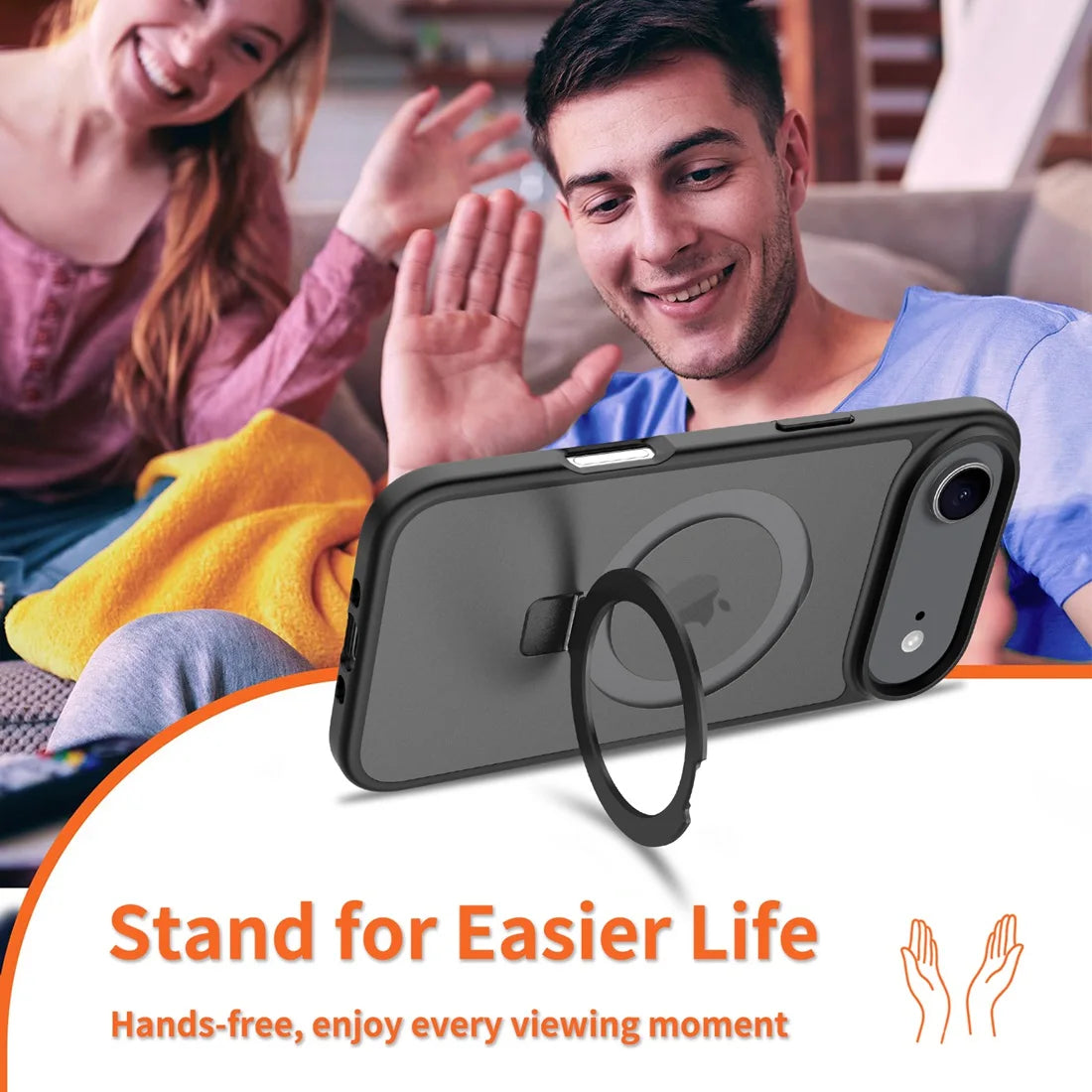 For iPhone 17 Air 2025 Phone Cover built-in kickStand, Compatible With MagSafe Shockproof Slim Translucent Matte Phone Case