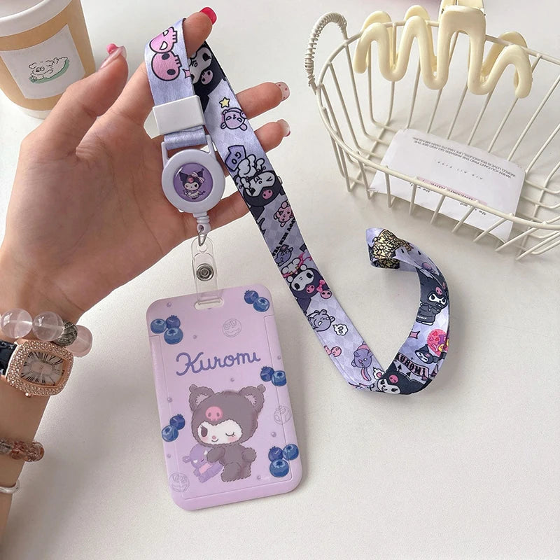 Sanrios ID Card Holder Lanyard Porta Credencial Pochacco Kuromi credit Card Case Cover with Neck Strap for Work Kawaii Accessory