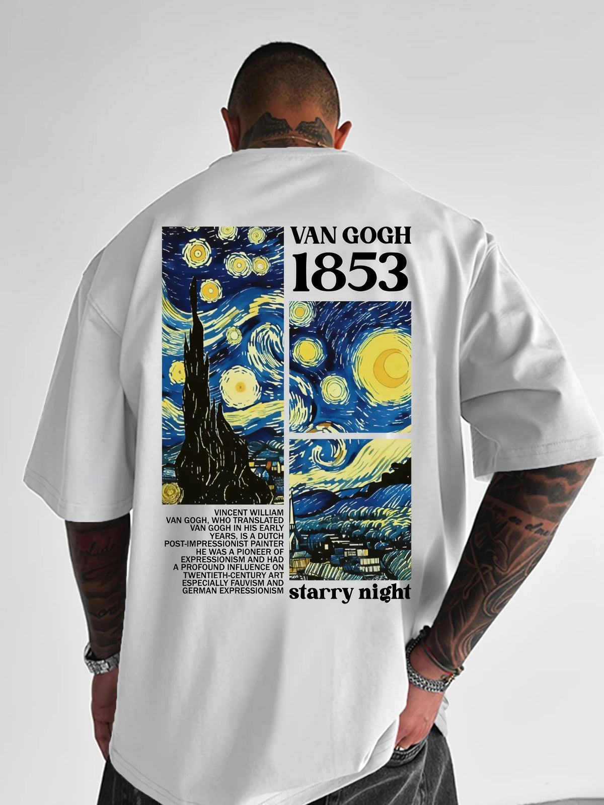 Van Gogh Starry Night Print on 100 Cotton Mens T Shirt Great for Summer Streetwear and Casual Art Inspired Outings
