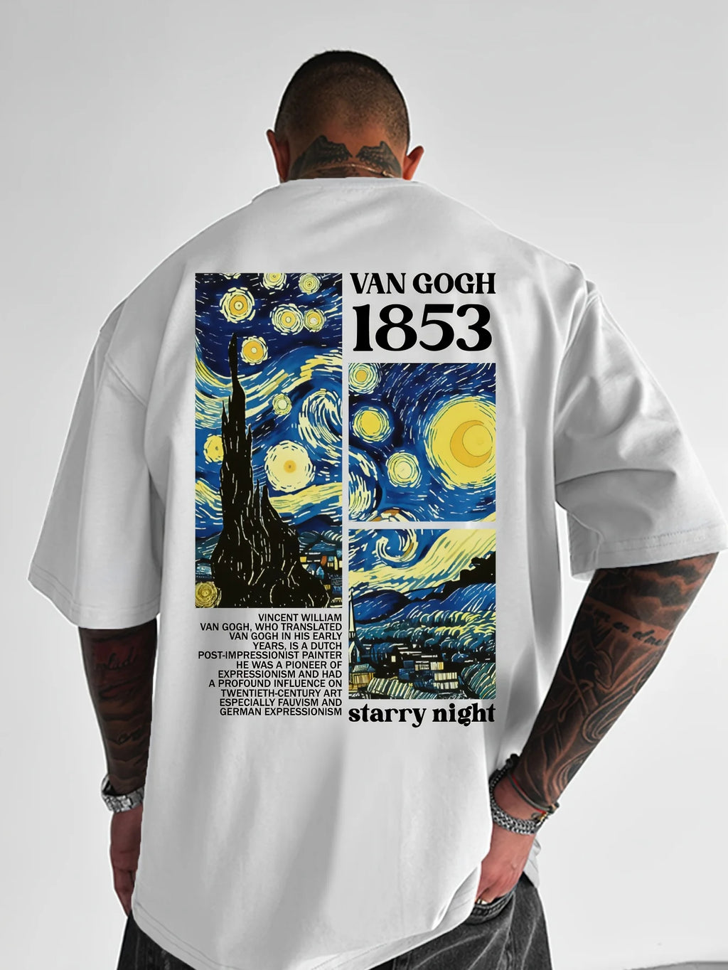 Van Gogh Starry Night Print on 100 Cotton Mens T Shirt Great for Summer Streetwear and Casual Art Inspired Outings