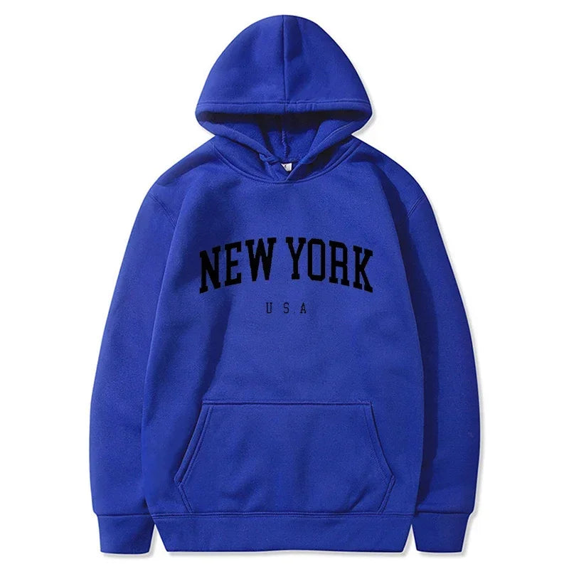 Women New York U.S.A City Hoodies Fashion Letter Printed Graphic Sweatshirts Loose CasuaMen l Harajuku Hooded Pullover Sportwear