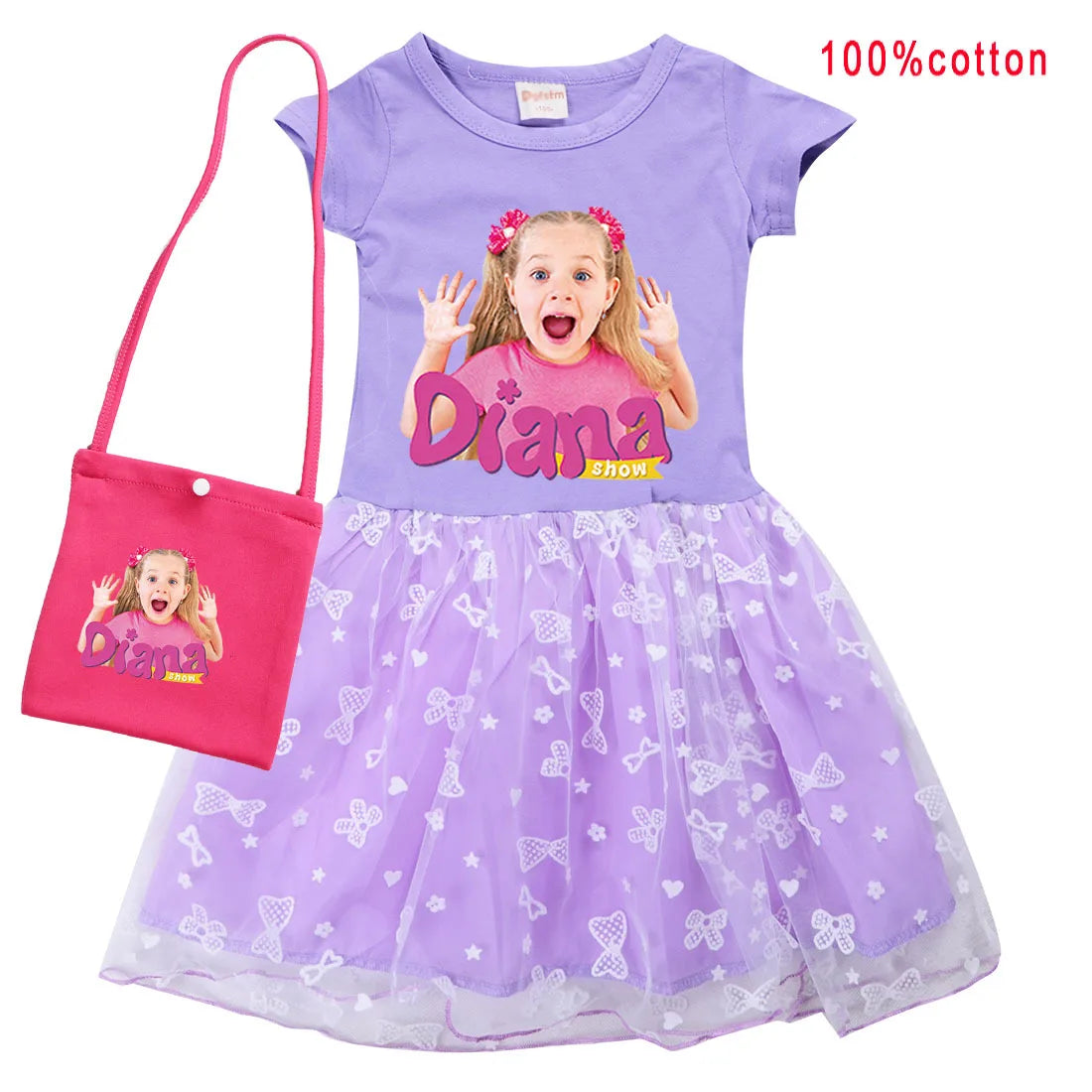Diana and Roma Dress for Girls Princess Princess Costumes Children Birthday Halloween Party Vestidos Kids Short Sleeve Dresses
